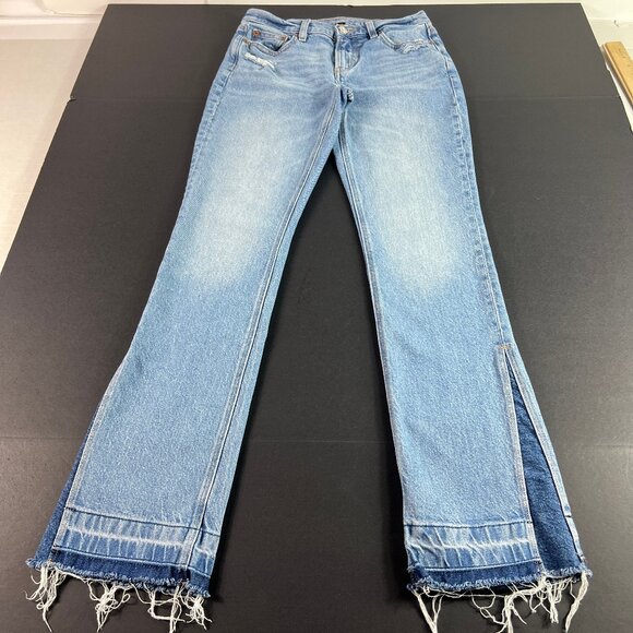 American Eagle Jean Women 27x30* 90s Low Rise Skinny Kick Boot Blue Denim Tag 0R - Picture 1 of 16